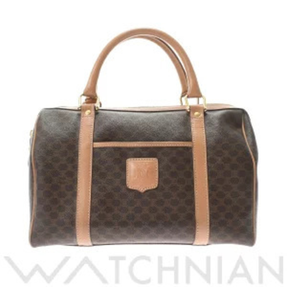 Celine Macadam Brown Leather Boston Bag